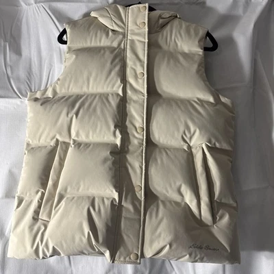 Eddie Bauer Women’s Down Vest  Size Large Hooded Zip Button Up￼ - Image 1 of 4