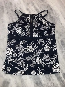 Traje de baño Tankini Lands End cuello alto ojo de cerradura negro talla 16L 510151 - Imagen 1 de 6