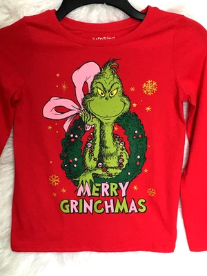 Camisa Navidad Jumping Bean's Niñas Talla 7 El Grinch "Feliz Navidad" Rojo L/S Foto 1 de 4