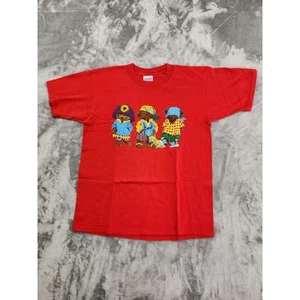 Vintage 90s Gildan Hip Hop Skater Teddy Bear Graphic Tee Size L Red Cotton - Picture 1 of 11