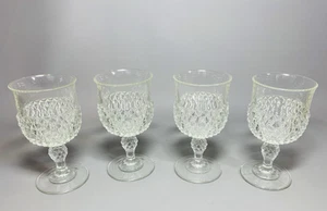 Vintage INDIANA GLASS 5.25" Juice Wine Glasses Goblet DIAMOND POINT - Set Of 4 - Picture 1 of 6