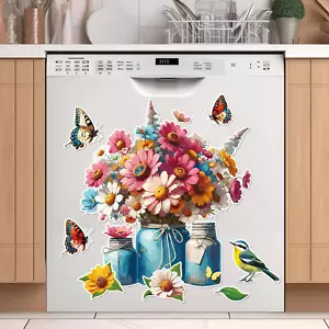 Charmante Blume & Vogel Geschirrspüler Magnet Abdeckung für Küche Dekor - Bild 1 von 12