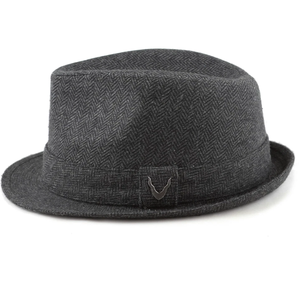 Sombrero Fedora - Cuerno Negro Unisex Algodón Mezcla Lana Espiga Trilby Sombrero Fedora Foto 1 de 1