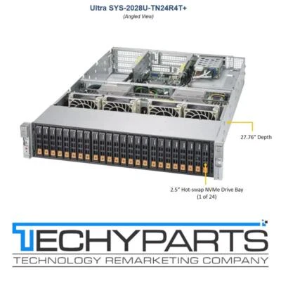 Supermicro SYS-2028U-TN24R4T+ 2xE5-2640v4 2.4GHz 128GB RAM 24xBay NVMe 2U Server - Image 1 of 4