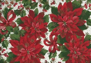 Designer Tischdecke Weihnachten Stoff Weihnachtsstern rot grün weiß Polyester    - Bild 1 von 3