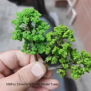 100pc 55mm HO Scale Model Trees Train Railroad Wargame Park Landscape Scenery - Picture 1 of 15