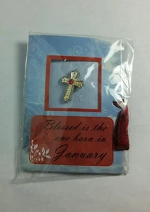 JANUARY DEEP RED RD BIRTHDAY STONE ASTROLOGY CROSS SMALL BUTTON PINBACK PIN NEW - Picture 1 of 1