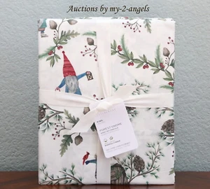 NEW Pottery Barn FOREST GNOME Organic Cotton King Sheet Set christmas whimsical - Picture 1 of 1