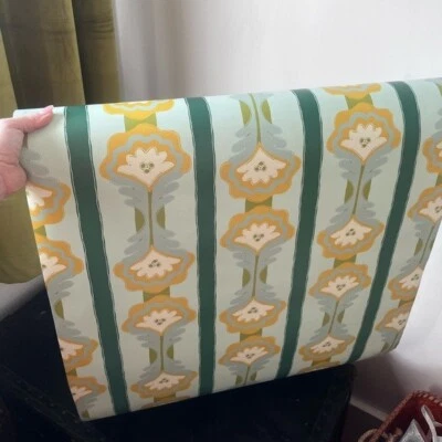 Spoonflower x Dani Dazey Pinstripe Plant - Minty Greens Non Pasted Wallpaper - Image 1 of 2