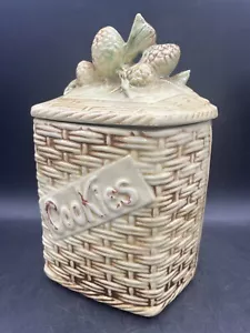 McCoy 1957 Pinecone on Weave Basket Cookie Jar #133 Excellent Condition - Picture 1 of 12
