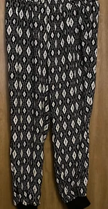 Massini Black White Jogger Woman’s Pants~Elastic Waist With Pockets Size PXL - Picture 1 of 8