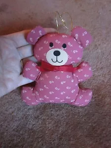 Christmas Teddy Bear Ornament 4" Dark Pink Cotton Stuffed FREE SHIP Cute Small - Picture 1 of 6