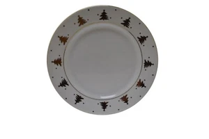 Golden Pines By Tienshan White Gold Trees Trim 8" Salad Plate - Picture 1 of 3
