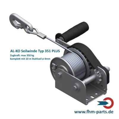 ALKO Winde gebremst mit Seil 10m Typ 351 PLUS Seilwinde Trailer  350 kg 1225999 - Bild 1 von 3