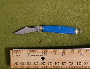 Vintage Thornton USA Single Blade 3 1/4” Pocket Knife blue handle