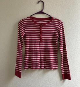 Gap Kids Girls Striped Red & White Stretch Long Sleeve Shirt Size XL (12) - Picture 1 of 11