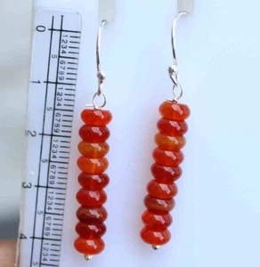 Orecchini pendenti argento sterling 18,70 ct pietra corniola 18 perline perline - Foto 1 di 3