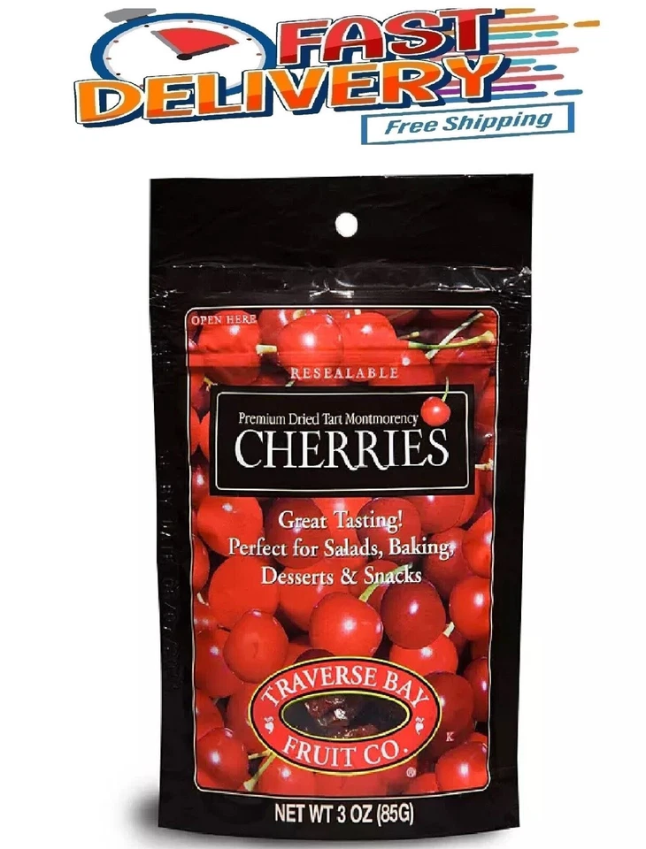 Traverse Bay Fruit Co. Cerezas Montmorency ácidas secas premium (3 oz., 12 ct.) Foto 1 de 1