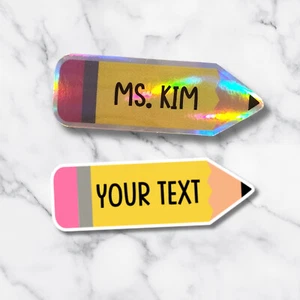 Custom Name Pencil Sticker Decal, Teachers Gift, Classroom Label - Picture 1 of 8