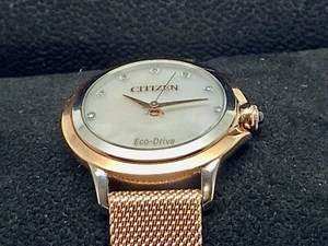 Citizen Women's Watch Eco Drive Ceci EM0796-75D Rose Gold Tone MOP Dial 32mm - Picture 1 of 12