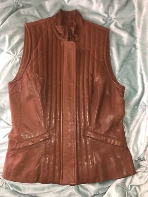 Ralph Lauren Blue Label Brown Soft Leather Fitted Vest Size Medium - Image 1 of 4