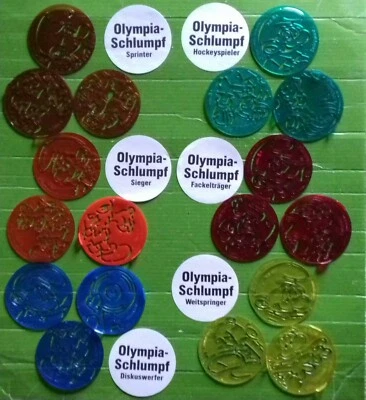 FERRERO NUTELLA OLYMPIA SCHLÜMPFE ZEICHENSCHABLONEN KOMPLETTSATZ 1-6 - Bild 1 von 4