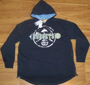 NEW NBA DENVER NUGGETS HOODED SWEATSHIRT XLARGE XL NAVY THROWBACK HOODIE - Picture 1 of 4