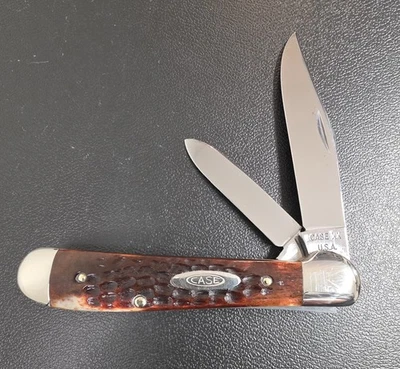 Cuchillo Case XX 6249 1976 hueso rojo jigged cabeza de cobre - hermoso hueso de color Foto 1 de 4