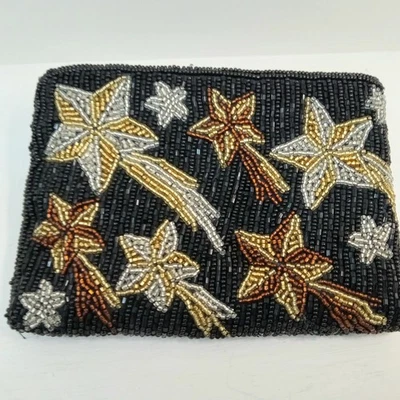 Vintage Neiman Marcus Shooting Star Beaded Clutch Black Glamorous - Image 1 of 4