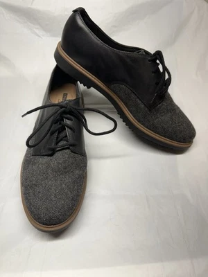 Zapatos Oxford Clarks Collection para mujer de cuero/tela negros con cordones talla 10M Foto 1 de 4