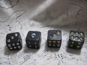 BLACK SKULL DICE SET(4 ) FOUR FACE COLORS RESIN FIGURINE PDX05 NEW 1 3/4" SQ - Picture 1 of 3