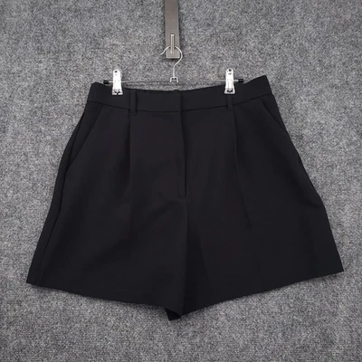 Pantalones Cortos Abercrombie & Fitch Mujer M Medianos Negros Tiro Alto Plisados Frontales Elastizados Foto 1 de 4