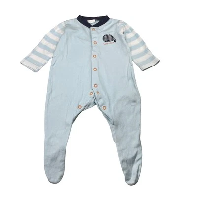 Boys size 000, Mothercare, cotton coverall / romper, whale, GUC - image 1 of 4