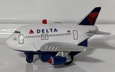 Avión retroceso Daron Delta con luz LED y sonido, juguete de avión de fricción blanco/azul Foto 1 de 4