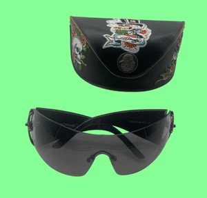 Ed Hardy EHS008 Black Sunglasses With Skull Case - Picture 1 of 6