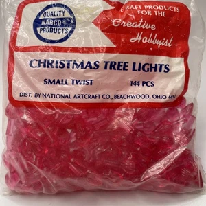 Vintage 144 rosa kleine Drehbirnen für Keramik Weihnachtsbaumbeleuchtung NOS - Bild 1 von 2
