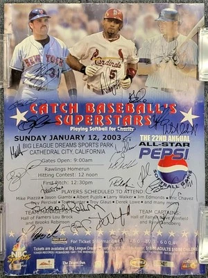 2003 MLB HOF & Stars (23) signed 18x24 Poster Pujols Brock Giambi ~ Beckett BAS - Image 1 of 4