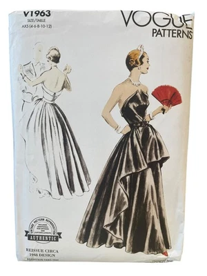 Vogue V1963 Misses Evening Dress Pattern Size 4-12 Vintage 1948 Style - Image 1 of 2