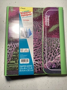 Nuevo con etiquetas Carpeta Mead Trapper Keeper 1" Anillos Redondos Verde Púrpura Guepardo 115033 Nuevo  - Imagen 1 de 8