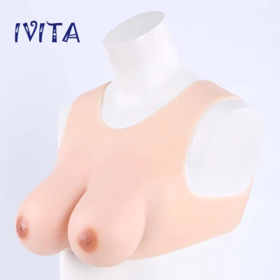 IVITA Silicone Breast Forms Filled Silicone Crossdress Fake Boobs C Cup Breasts - Image 1 of 4