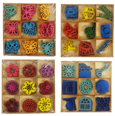 Scrapbooking Karte Machen Cake Topper Sets Mit 36 Holz Craft Verzierungen Formen - Bild 1 von 4