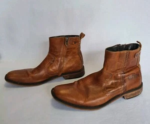 WILD RHINO Devon Mens Boots Tan Brown Size 42 AU 8 Zip Stitching Detail Handmade - Picture 1 of 20