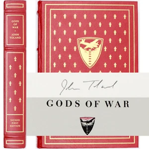 SIGNED John Toland GODS OF WAR WWII Pacific Franklin Leather First Edition - Picture 1 of 12