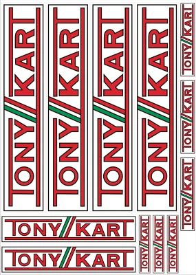 A4, 12x Tony Kart LAMINATED Self Adhesive Graphics, Sticker. Karting, F100. - image 1 of 2