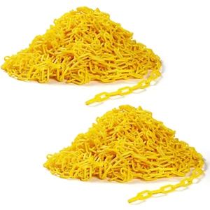 200Ft Plastic Barrier Chain Yellow Plastic Chain Links Weatherproof Safety Link - Picture 1 of 7