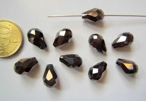 Colgante cristal facetado X 6 UNIDADES 11 x 8 mm marrón oscuro abalorios - Imagen 1 de 3