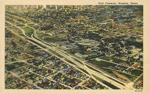 Postal 25-1506 de la década de 1940 Houston Texas Gulf Freeway vista aérea Morse Teich - Imagen 1 de 2