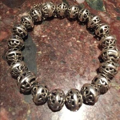 Silpada 925 Sterling Silver Hemisphere Magnetic Bracelet w safety chain B2905  - Image 1 of 4