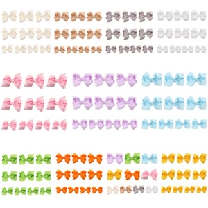 10 PCS Baby Girl Kid Hairpins Solid Color Bow Ribbon Hair Clips Hair Accessories - Picture 1 of 12