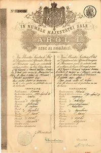 Romania, 1911, Vintage Passport / Letter of Free Pass issued in Braila - Carol I - Picture 1 of 2